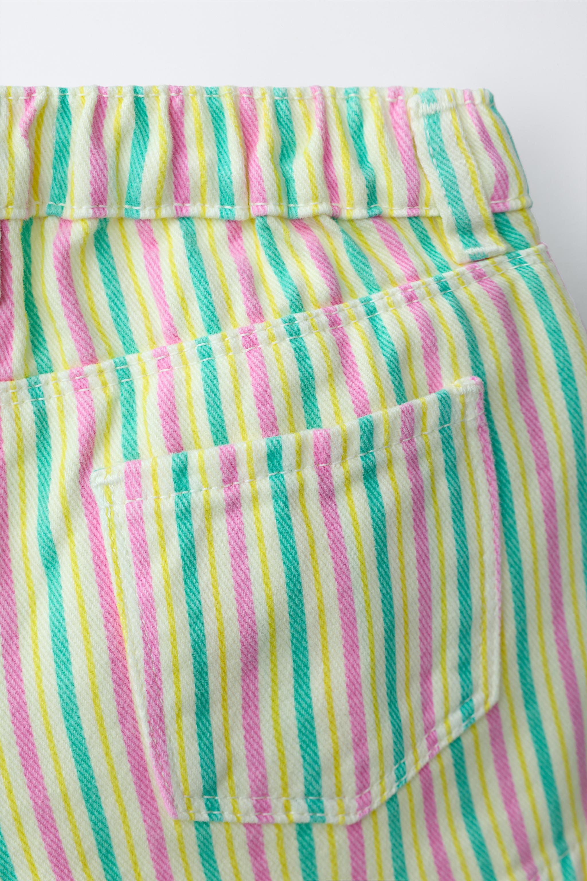 STRIPED MOM FIT TWILL SHORTS
